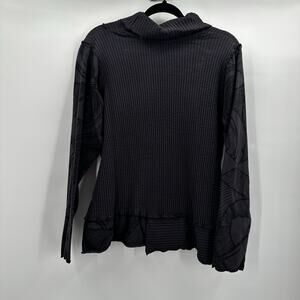 Fenini Shirt Womens XL Gray Purple Textured Boxy Artsy‎ USA Lagenlook Art